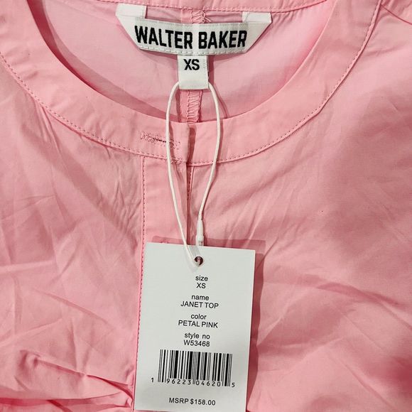 Walter Baker XS Ruched Janet Top Pink Button Cotton Poplin $158 W53468 Easter - Picture 13 of 14